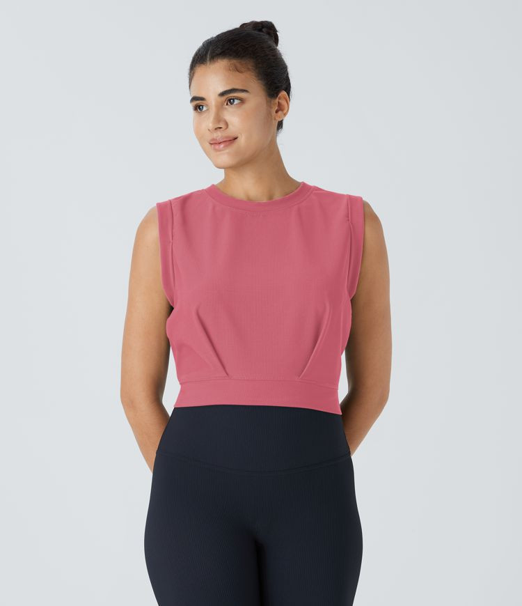 Women’s Patitoff™ Flow Pet Hair Resistant Crew Neck Sleeveless Cropped Yoga Tank Top - Halara | HALARA