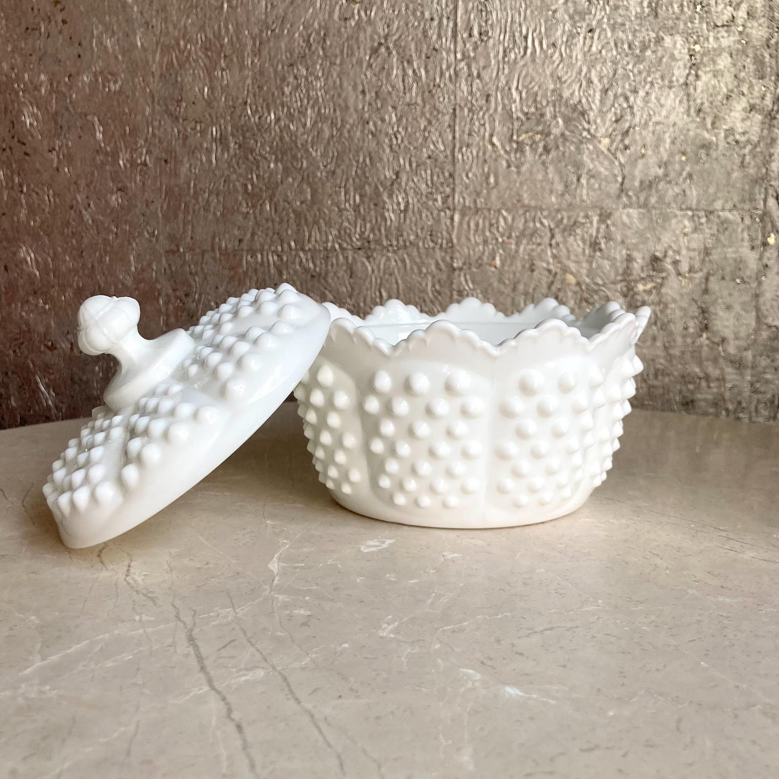 Fenton Margarine Bowl or Butter Tub With Lid, Hobnail Milk Glass 1970s Kitchen Decor - Etsy | Etsy (US)