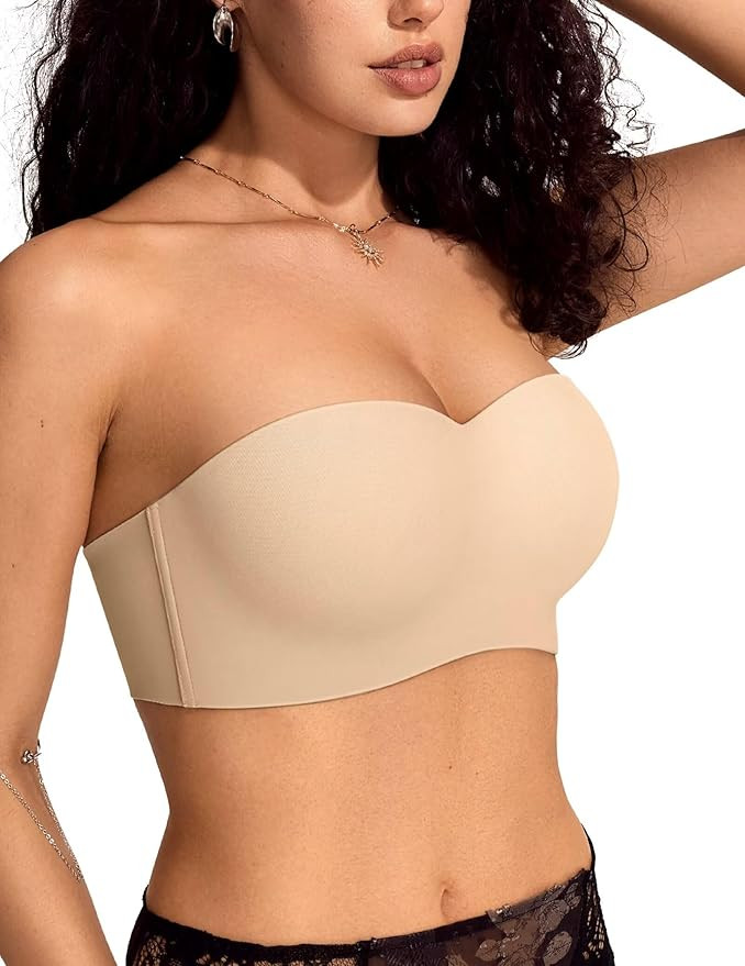 Vertvie Strapless Bras for Women Push Up Non-Slip Bandeau Bra Seamless Full Coverage Tube Top Bra... | Amazon (US)