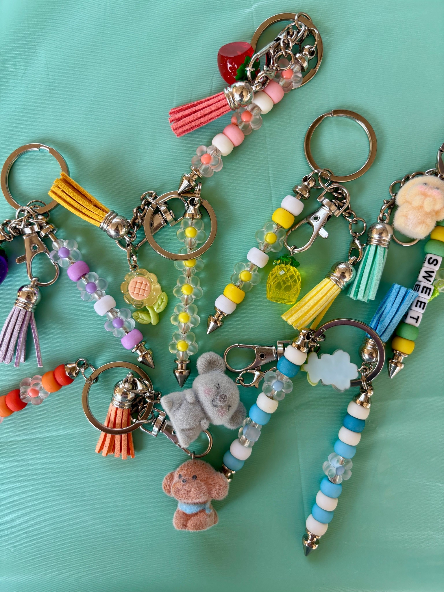 Here are some of the materials that I bought for the bag charm-making party! Some of the charms are sold out, but I found a lot of cute alternatives! 