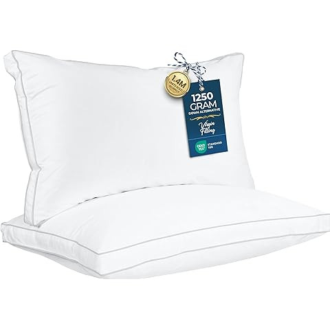 Amazon Basics Down-Alternative Pillows for Stomach and Back Sleepers, Soft Density, Machine Washa... | Amazon (US)