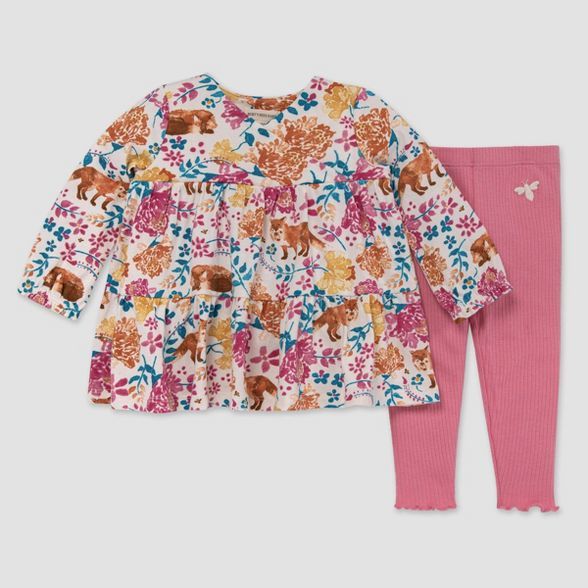 Burt's Bees Baby® Baby Girls' Wild Foxes Tunic & Ribbed Leggings Set - Rose Pink | Target