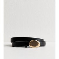 Black Faux Leather Gold Tone Abstract Belt New Look | New Look (UK)