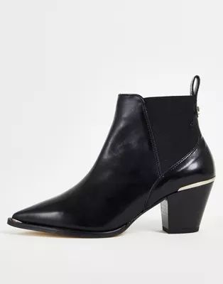 Ted Baker hi-shine leather western boot in black | ASOS (Global)