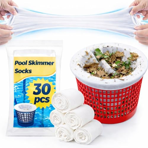 Sukh 30 Pack Pool Skimmer Socks - Pool Socks for Skimmer Basket, Traps Dog Hair, Sand, Pollen & Leaves, Protects Filter & Pump System, Universal Fit for Ground & Inground Pools, Pool Accessories | Amazon (US)