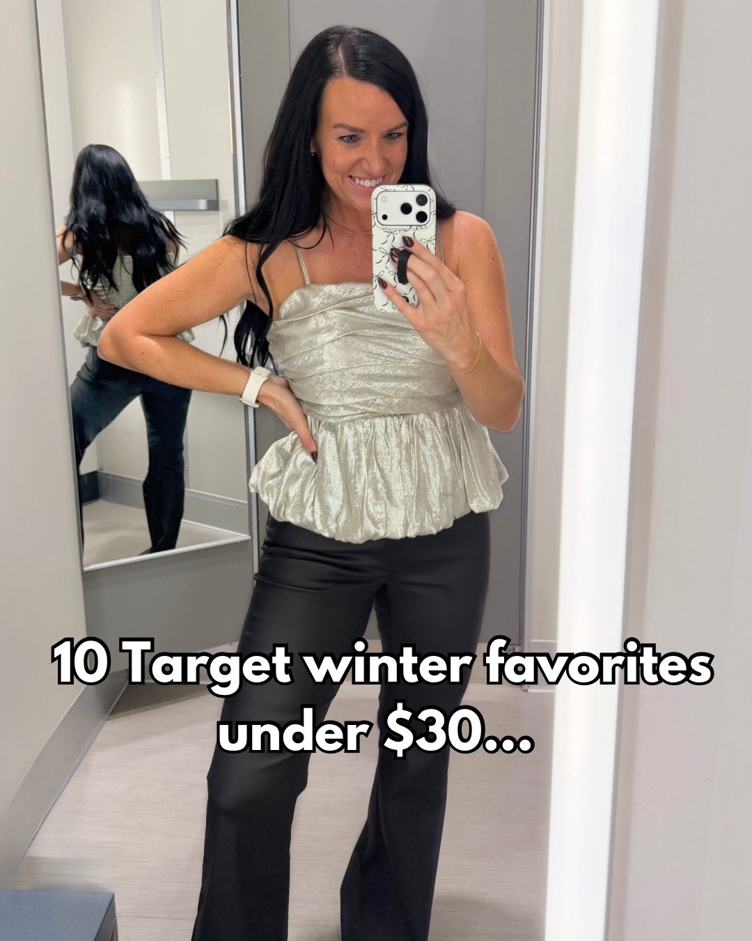 10 Target Winter favorites under $30! ❄️ 

(Comment “shop” and I’ll DM the links!)

The sweaters are so cozy and the party peplum top is perfect to wear for a more casual party with nice jeans or faux leather pants! ✨ I love the oversized fit of the sweatshirt and of course the red glare leggings for the holiday season! 🎅🏼 Some of these are on sale including the wide leg jeans which have great stretch! 👏🏼 (The faux leather flare pants I have on with the peplum top are not under $30, but if you love them, go for them— super cute! Fit TTS.)

(Size info is in each image but lmk if you have any questions!) Shop everything in my LTK— 

@target #targetstyle #targetdoesitagain @targetstyle #targetcircle Target teachers, love Target, sale alert, holiday sweaters, budget friendly finds, affordable fashion under $30

#LTKSaleAlert #LTKHoliday #LTKOver40