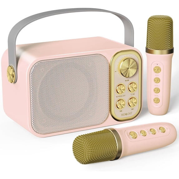 Mini Karaoke Machine for Kids Adults, Portable Bluetooth Speaker with 2 Wireless Microphones, Kid... | Walmart (US)