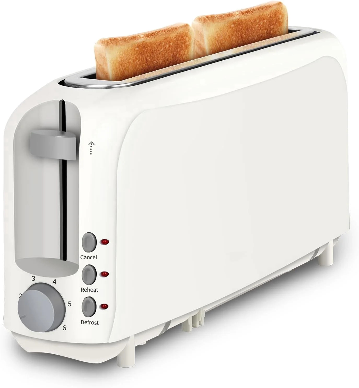 2-Slice Slim Toaster, 6 Shade Settings with Cancel, Reheat & Defrost, 10" Long Slot, Auto Shut off, Removable Crumb Tray, White - Walmart.com | Walmart (US)