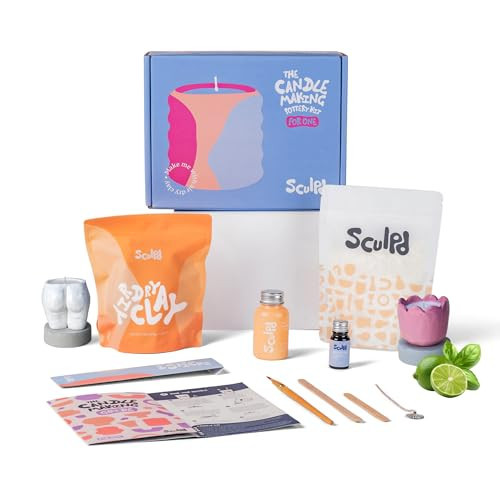 Sculpd - The Original Candle Making & Pottery Kit - Complete Art Set: Includes Air Dry Clay, Soy Wax, Fragrance & Tools - DIY Gift for Adults, Teens, Men & Women Crafting Supplies (Basil Citrus) | Amazon (US)