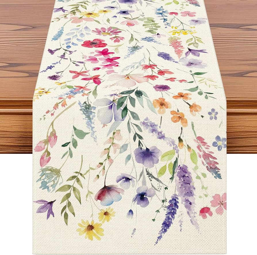 Artscope Wildflowers Floral Spring Table Runner, Summer Flowers Plants Bloom Holiday Kitchen Dini... | Amazon (US)