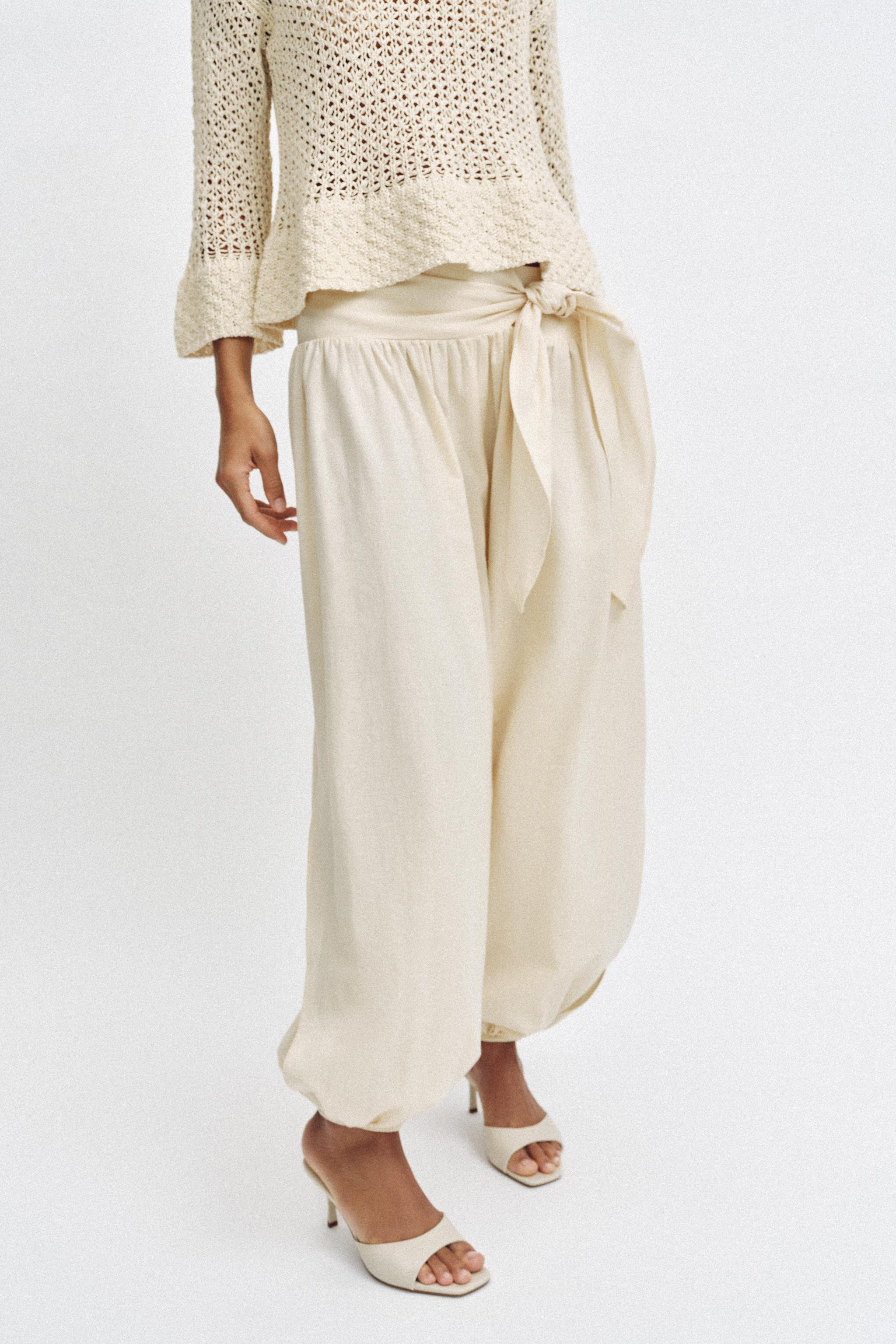 SAROUEL TROUSERS WITH TIE DETAIL | Zara UK