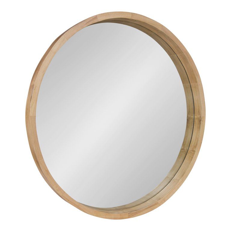 Kate and Laurel Hutton Round Decorative Large Modern Wood Frame Wall Mirror, 30 Inch Diameter, Na... | Walmart (US)
