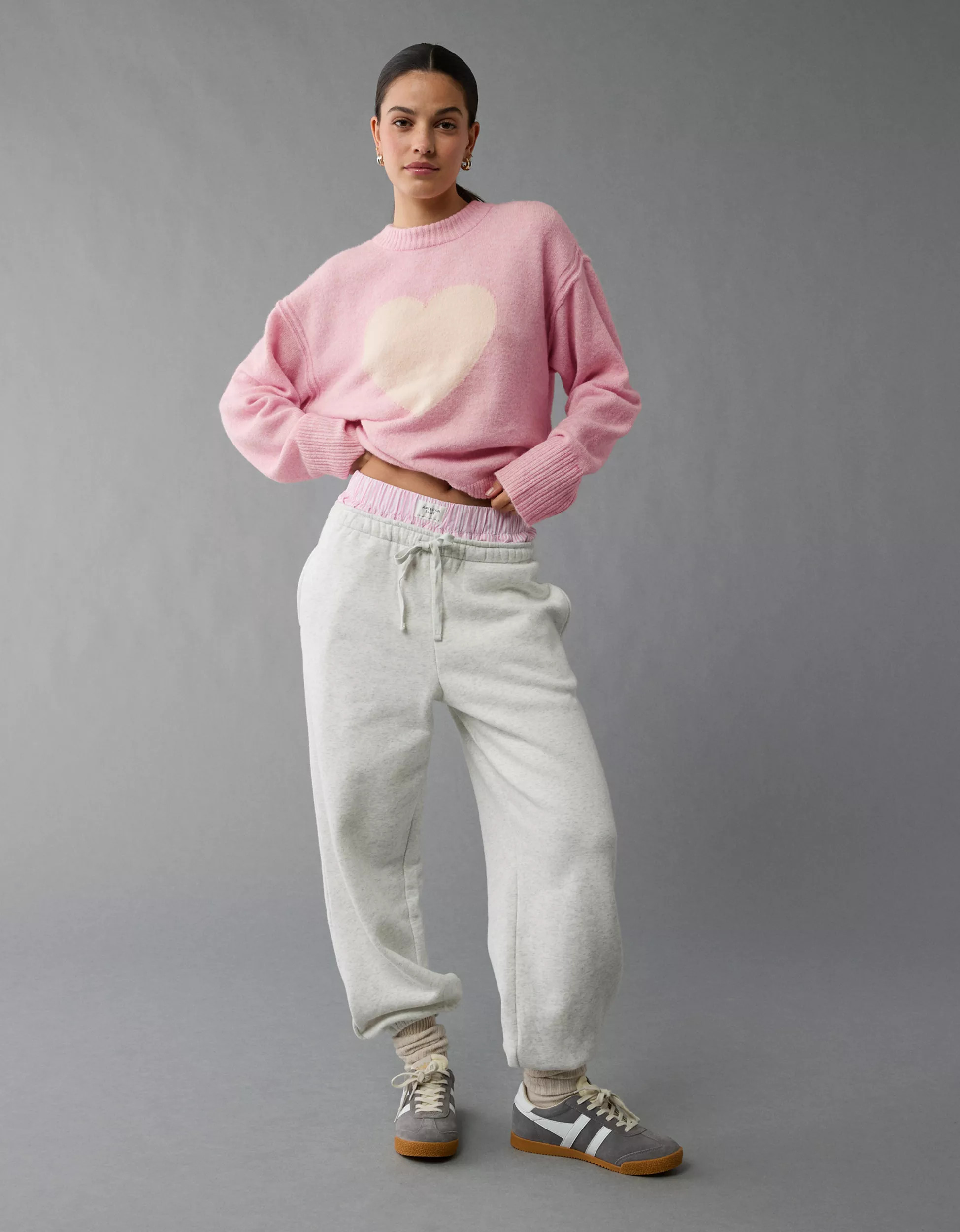 AE Whoa So Soft Heart Crew Neck Sweater | American Eagle Outfitters (US & CA)