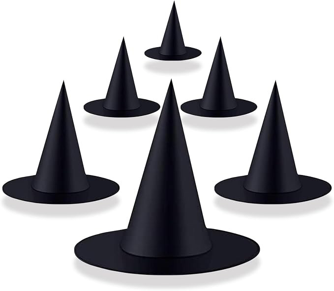 6 Pcs Halloween Witch Hat Black Witch Hats Hanging Decor for Yard Porch | Amazon (US)