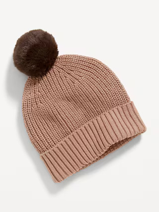 Rib-Knit Faux-Fur Pom-Pom Beanie for Baby | Old Navy (US)