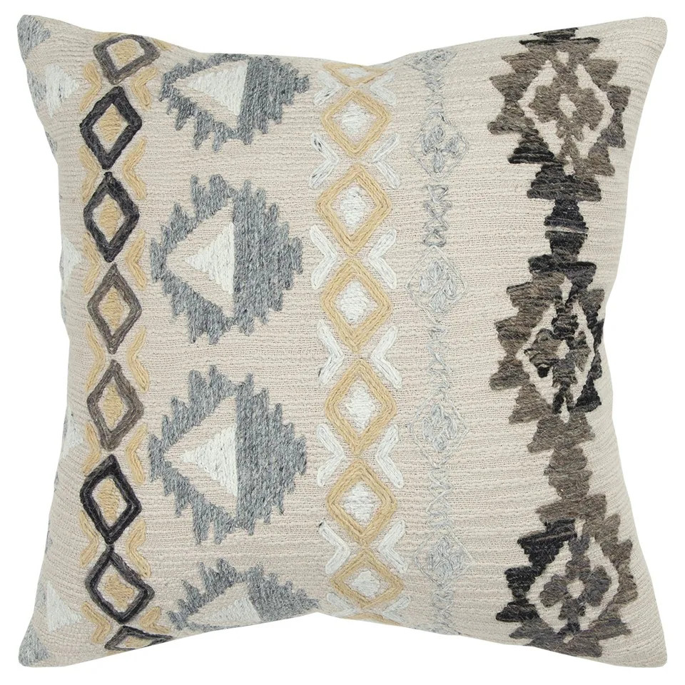 Brown Beige Tribal Embroidered Throw Pillow | Bed Bath & Beyond