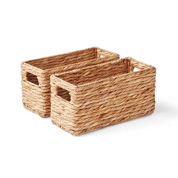 The Home Edit Natural Woven Narrow Bin, Pack of 2, Bulrush Modular Storage System | Walmart (US)