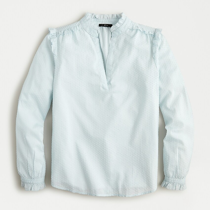 Ruffle-trim V-neck popover in clip dot | J. Crew US