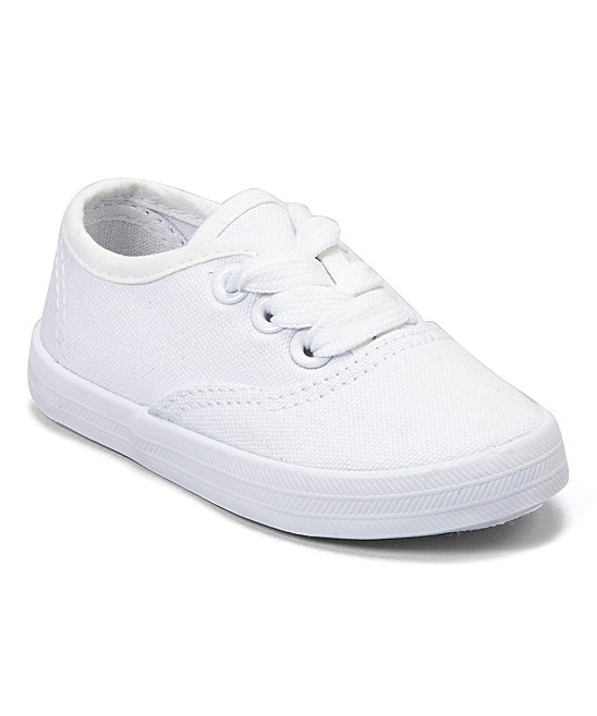 pitter patter Sneakers White - White Canvas Sneaker - Kids | Zulily