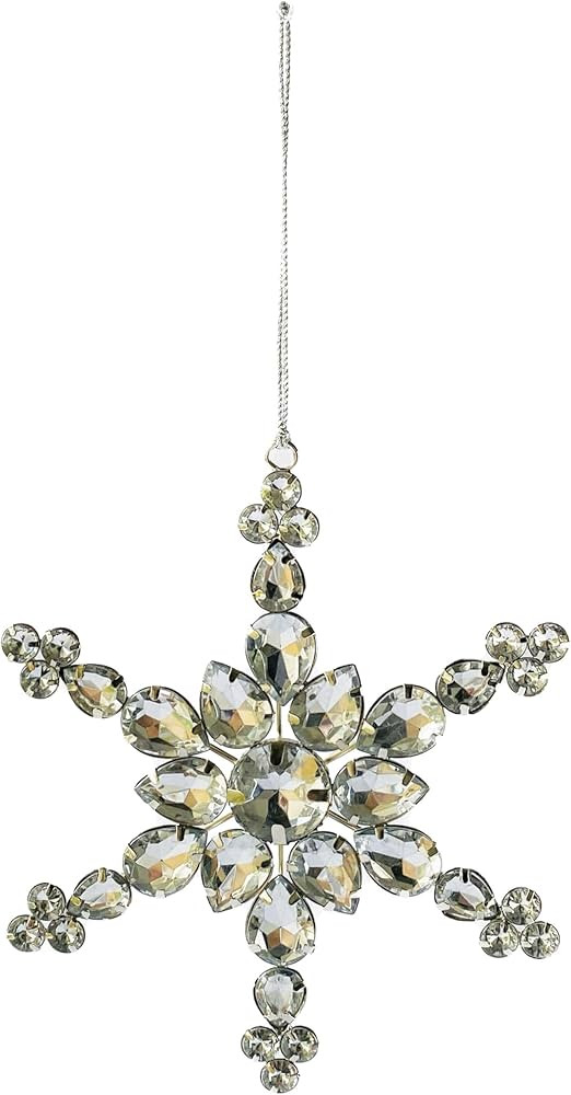 Creative Co-Op Handmade Acrylic Jewel and Metal Snowflake Ornament, Silver Finish | Amazon (US)