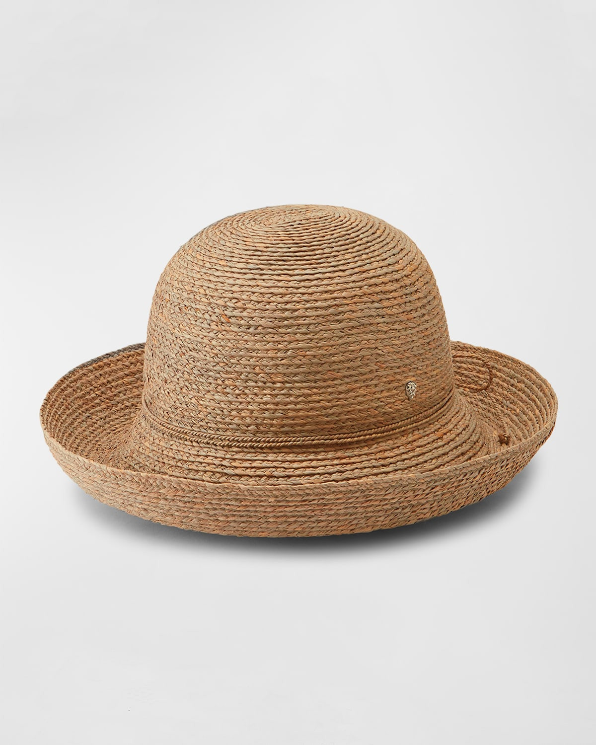 Braided Raffia Round Crown Small Brim Hat | Neiman Marcus