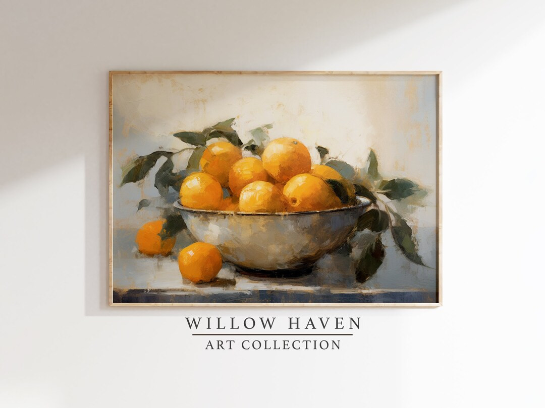 Oranges in a Bowl Print, PRINTABLE Citrus Still Life Art Print, Vintage Fruit Bowl Print, Rustic ... | Etsy (US)