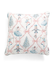 20x20 Nutcracker Print Pillow With Beaded Bows | Throw Pillows | Marshalls | Marshalls