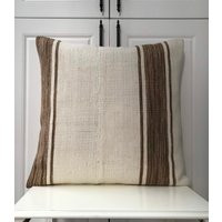 White Brown Pillow, Kilim Pillow, 24x24, Turkısh Pillow, Handmade, Pillow, Home Living, Accent Pillo | Etsy (US)