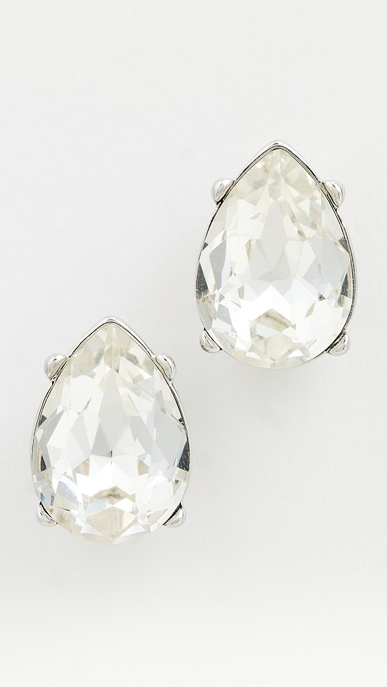 Silver Crystal Teardrop Pierced Earrings | Shopbop