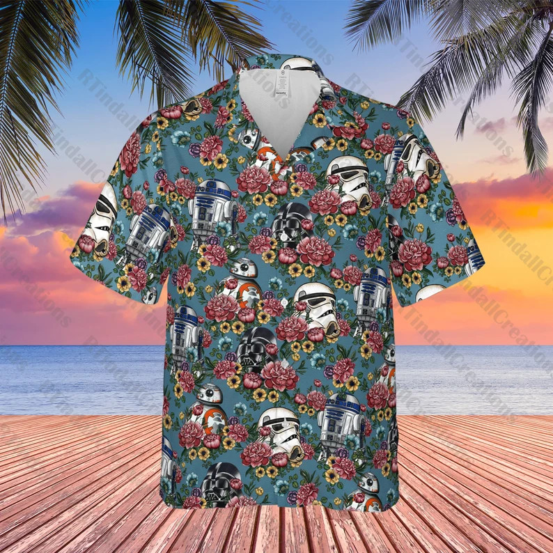 Darth Vader Stormtrooper R2-D2 Floral Hawaiian Unisex Shirt | Etsy | Etsy (US)
