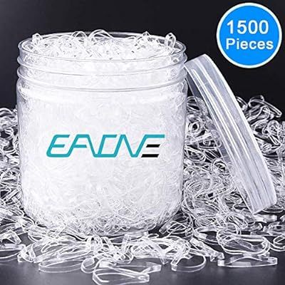 EAONE 1500 Pieces Clear Elastic Hair Bands, Rubber Hair Ties Packaged in Box for Girls | Amazon (US)