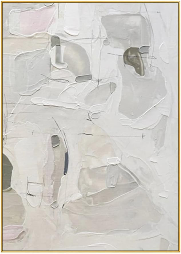 tymhrs Large Size Abstract Minimalist White Grey Thick Textured Oil Painting Hand Painted On Canv... | Amazon (US)