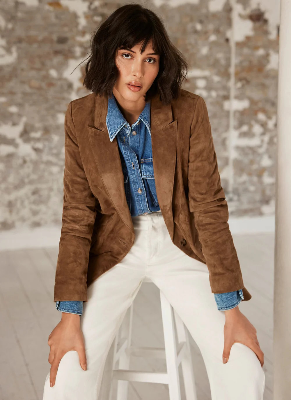 Tan Suede Blazer | Mint Velvet