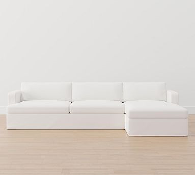 Serene Slipcovered Sofa Chaise Sectional | Pottery Barn (US)