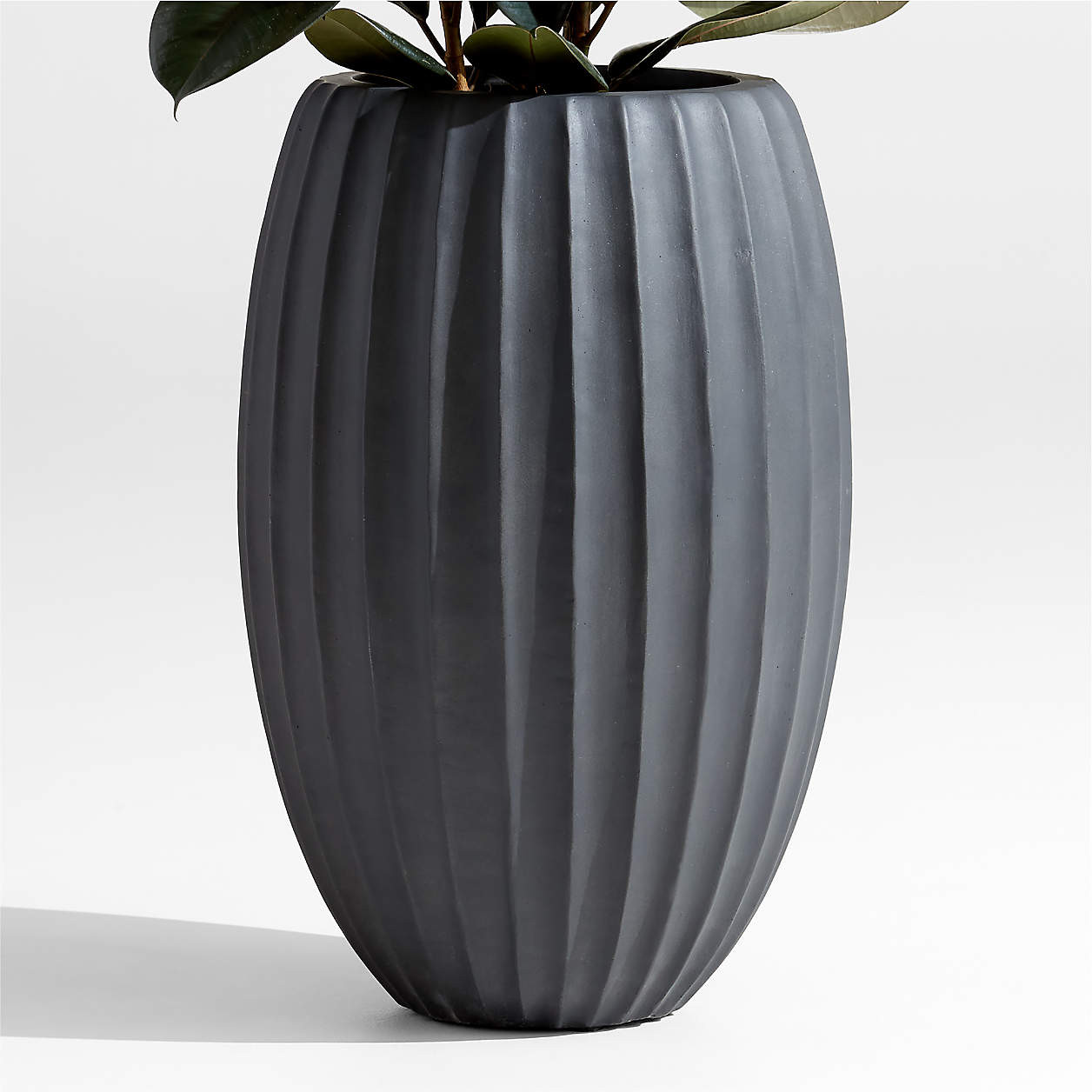 Warren 16.9" x 26" Large Black Ficonstone Outdoor Planter + Reviews | Crate & Barrel | Crate & Barrel