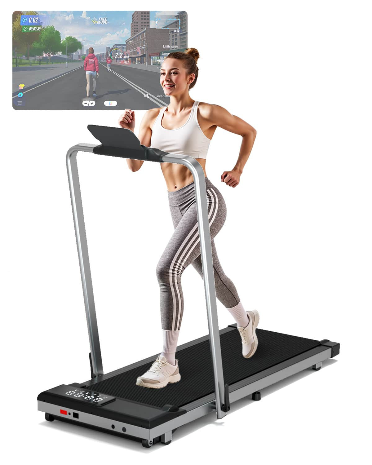 Superun - Foldable Walking Pad with Remote Control and Space Saving, Free Installation 300 lbs Capacity - Silver | Best Buy U.S.