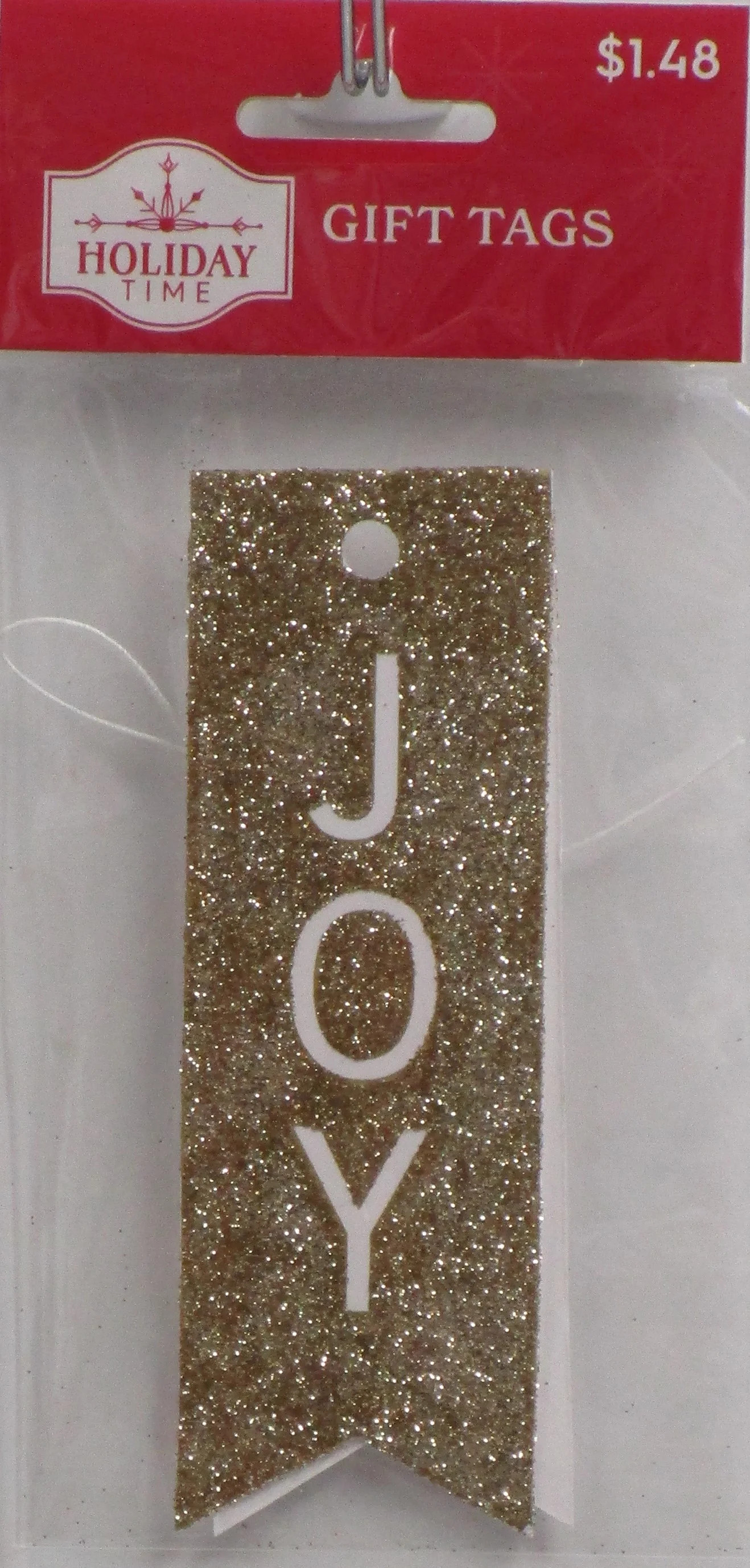 Treated Hanging Gift Tag Set, Gold, Joy, 8 Count (1.44 in x 4.25 in Folded), by Holiday Time | Walmart (US)