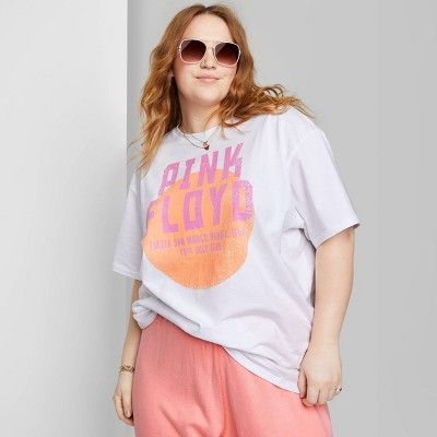 Women's Ascot + Hart Pink Floyd Short Sleeve Graphic Boyfriend T-Shirt - White | Target