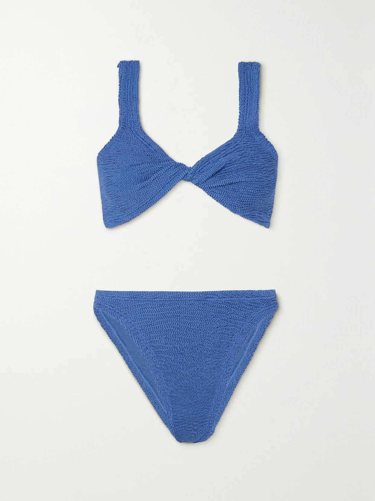 Hunza G - Juno Twist-front Metallic Seersucker Bikini - Blue | NET-A-PORTER (UK & EU)