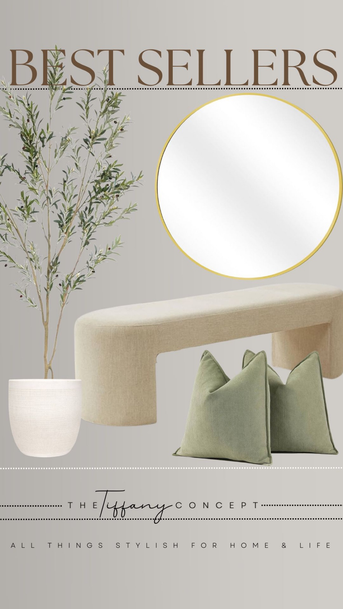 Love the gold tone of this mirror with the soft taupe and green colors! 

#LTKHome #LTKSaleAlert #LTKFindsUnder50