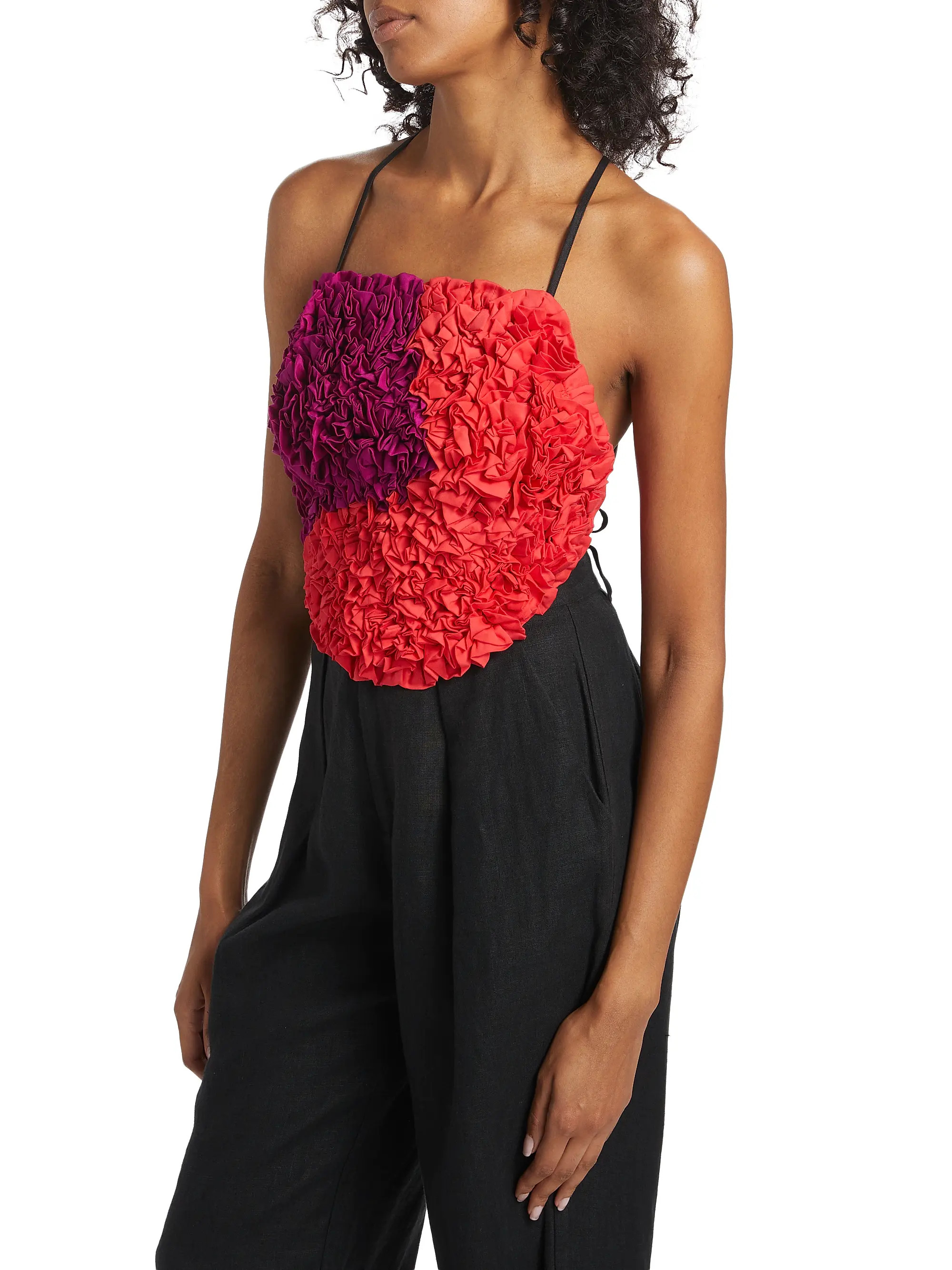 Andrea Colorblocked Cotton-Blend Ruched Tank | Saks Fifth Avenue