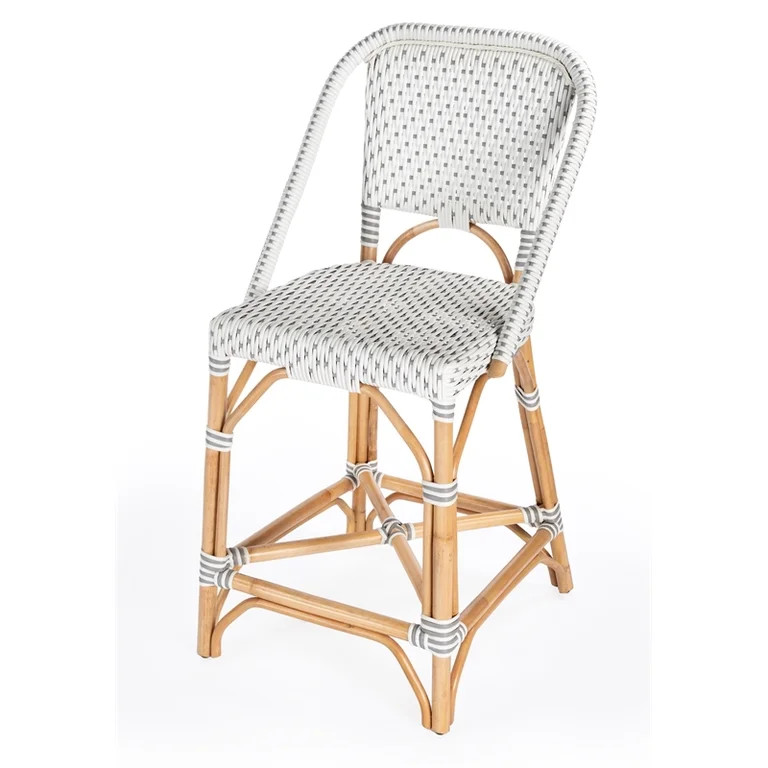 Home Square White & Gray Rattan Counter Stool - Set of 3 | Walmart (US)