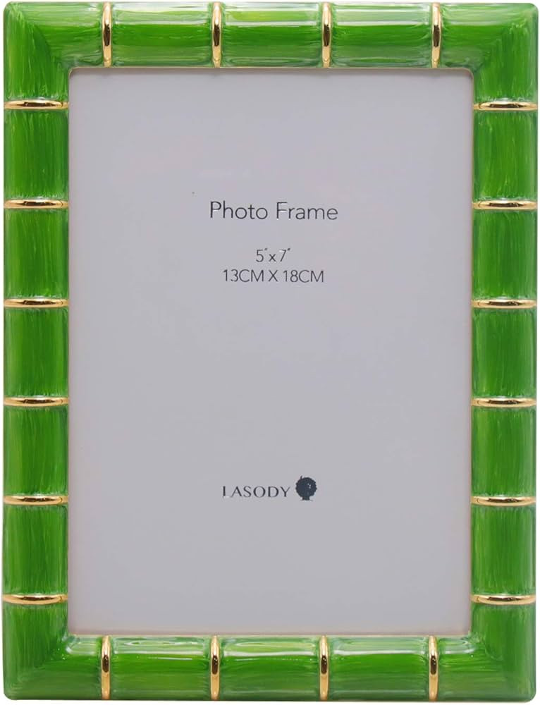 LASODY 5x7 Gold Metal Bamboo Design Picture Frame Green Photo Frame Tabletop Picture Frame | Amazon (US)