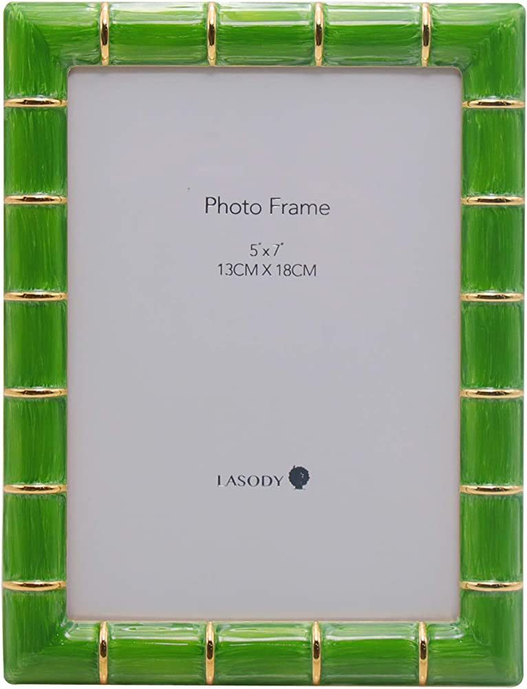 LASODY 5x7 Gold Metal Bamboo Design Picture Frame Green Photo Frame Tabletop Picture Frame | Amazon (US)