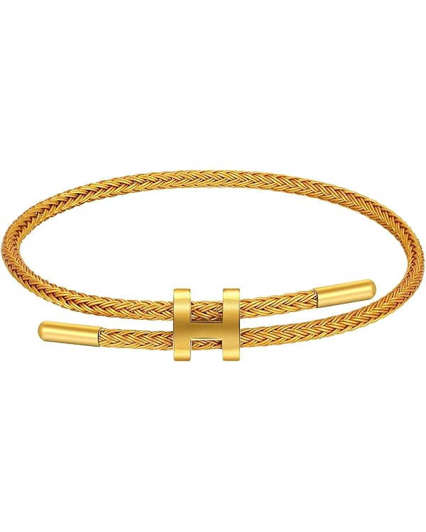 AIMADE Bracelets for Women Adjustable Charm Bracelet, 18k Gold-plated Buckle Design Titanium Stee... | Amazon (US)