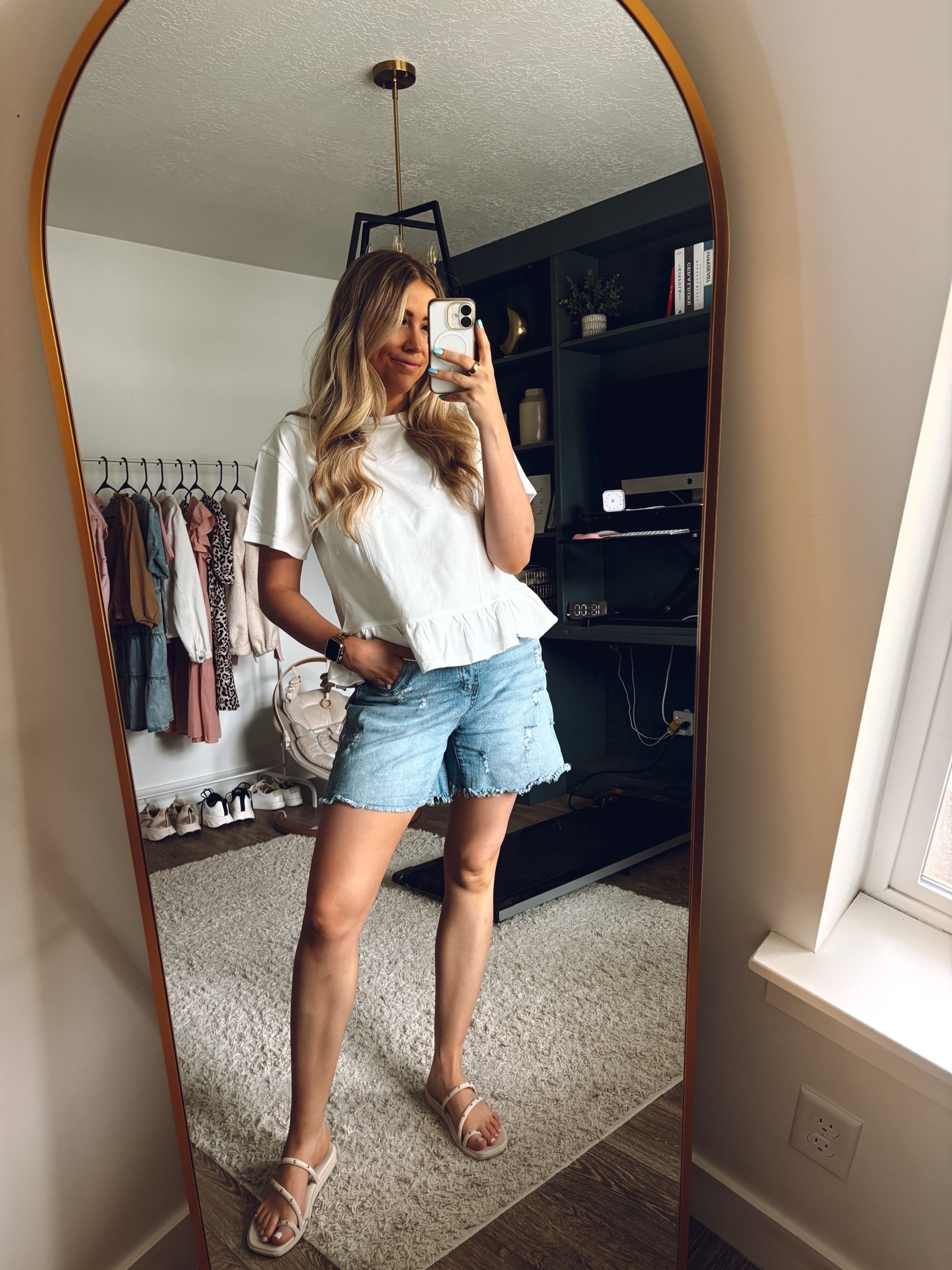 summer outfit! 
white peplum top tee: wearing usual M
shorts: sized up one to L for baggier fit 
sandals: true yo size 

| summer fashion | mom outfit | amazon fashion | womens tops | mom shorts | comfortable sandals

#LTKootd #LTKmomlife #LTKSeasonal