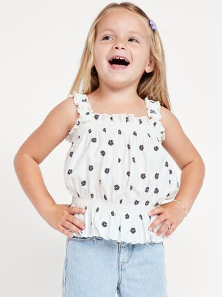 Printed Sleeveless Crinkle Jacquard Peplum Tank Top for Toddler Girls | Old Navy (US)