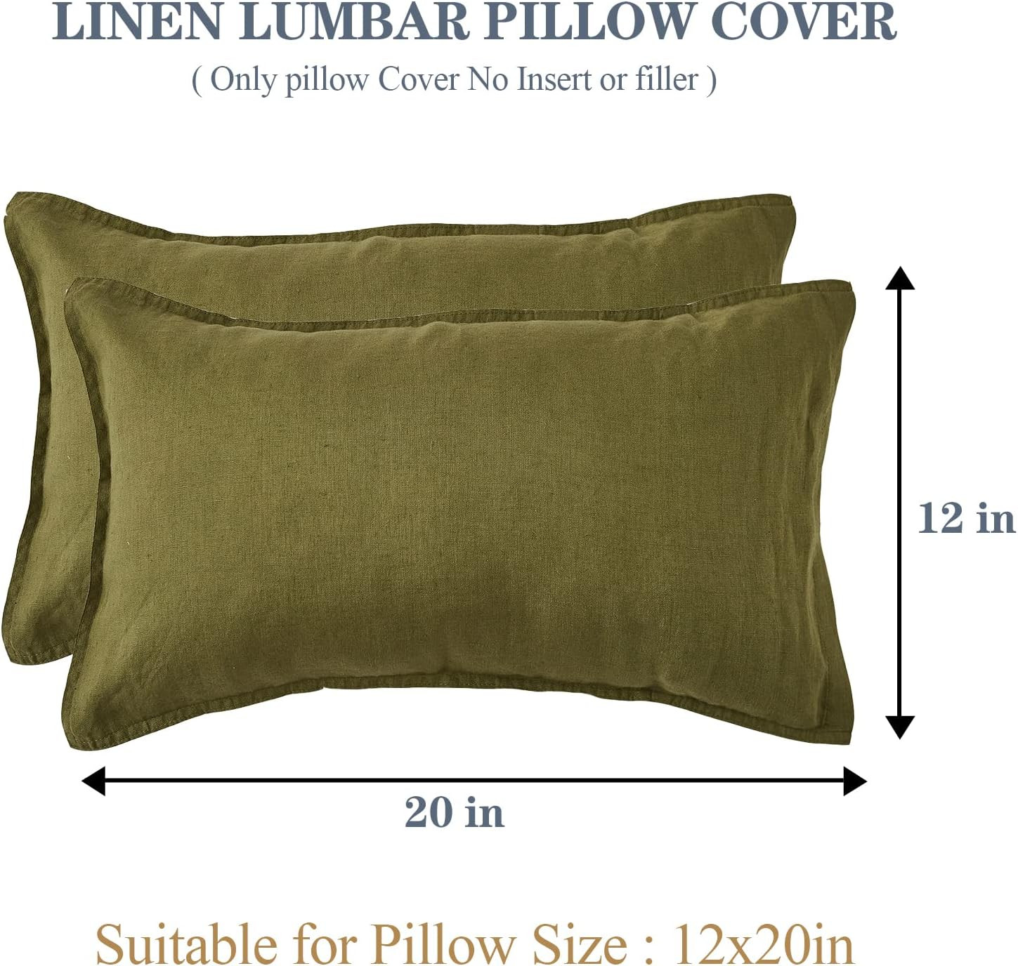 Simple&Opulence 100% Linen Lumbar Pillow Cover 12 x 20 Inches Set of 2 Rectangular Decorative Thr... | Amazon (US)