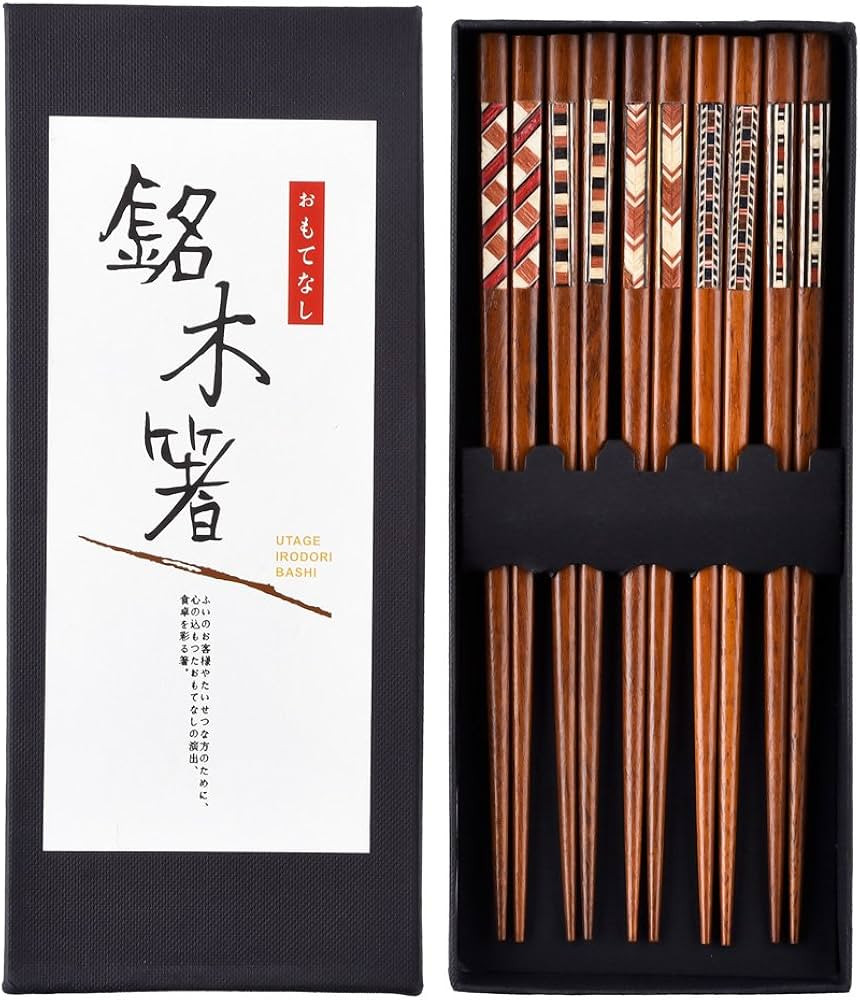 Antner Handmade Japanese Chopsticks Reusable Natural Wooden Chopstick with Box, 5 Pairs Gift Set | Amazon (US)