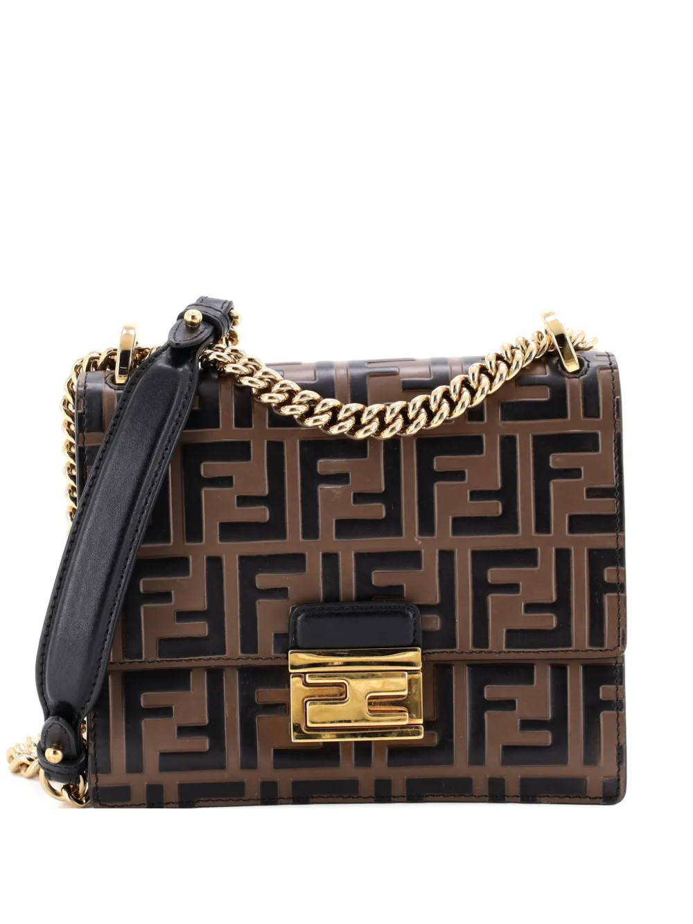 Fendi Pre-Owned Kan U Zucca Embossed Leather Small shoulder bag - Brown | Farfetch Global